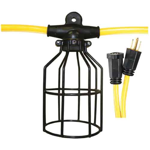 Voltec 08-00198 100' x 12/3 Light String with Metal Cages
