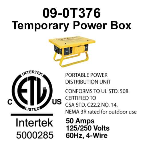 Voltec #09-0T376 Temporary Power Box Approvals