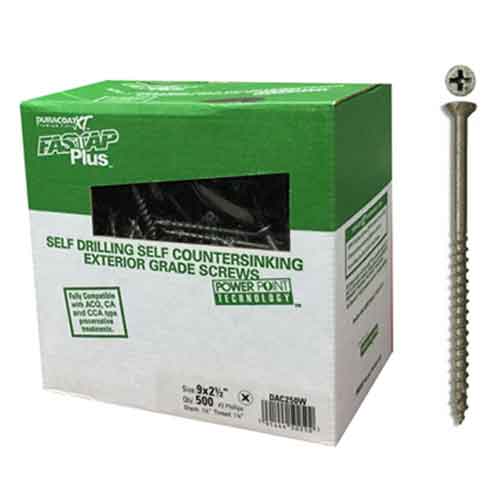 Fastap&reg; Plus DAC250W 2-1/2" x #9 Phillips Exterior Screws (500/Box)
