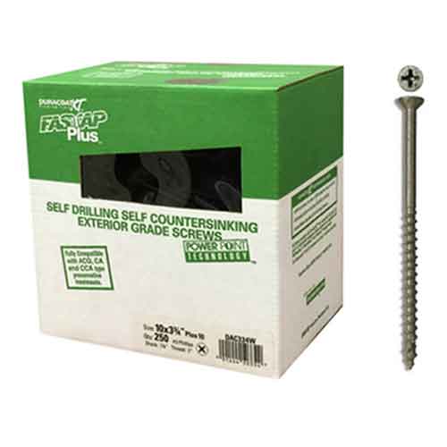 Fastap® Plus DAC334W 3-3/4" x #10 Phillips Exterior Screws (250/Box)