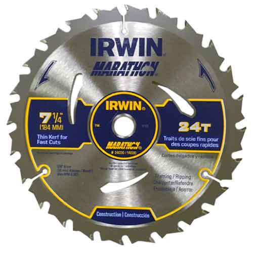 7-1/4" x 24T Irwin 24030 Marathon Carbide Framing Saw Blade