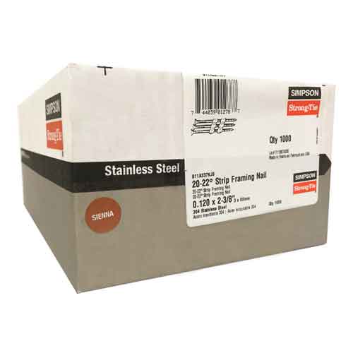 Simpson Strong-Tie 8d stainless steel Sienna full head gun nails - Box of 1000