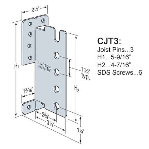 Simpson Strong-Tie CJT3 Dimensions