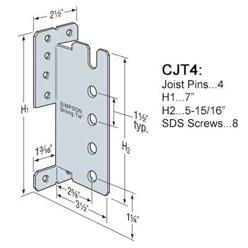 Simpson Strong-Tie CJT4 Dimensions