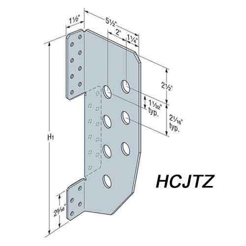 Simpson Strong-Tie HCJTZ Heavy Concealed Beam Tie - Dimensions