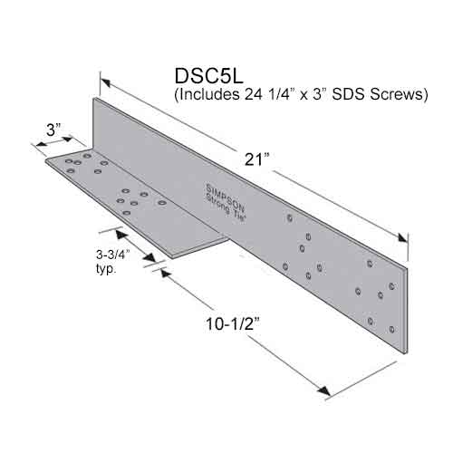 Simpson Strong-Tie DSC5L Strut Dimensions