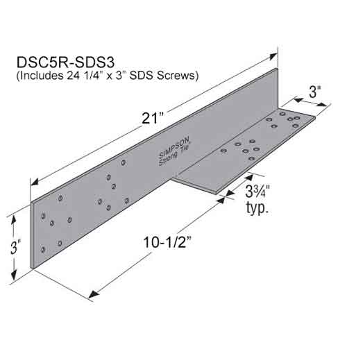 Simpson Strong-Tie DSC5R Strut Dimensions