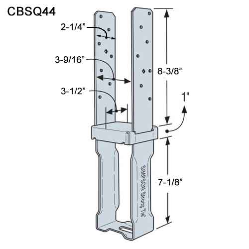 Simpson Strong-Tie CBSQ44-SDS2 Column Base Dimensions