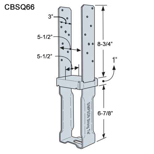 Simpson Strong-Tie CBSQ66 Column Base Dimensions