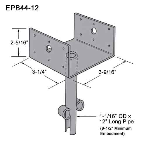 Simpson Strong-Tie EPB44-12 Post Base Dimensions