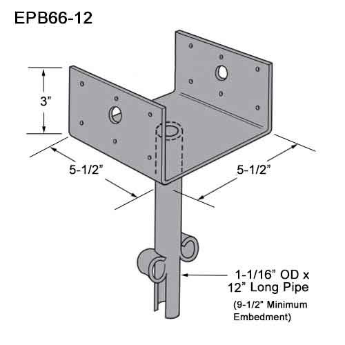 Simpson Strong-Tie EPB66-12 Post Base Dimensions