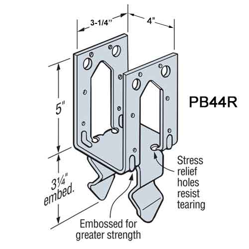Simpson Strong-Tie PB44R Post Base Dimensions