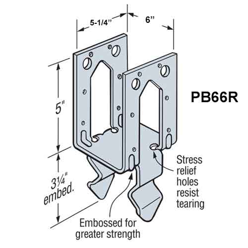 Simpson Strong-Tie PB66R Post Base Dimensions