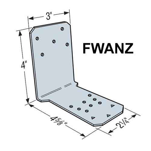 Simpson Strong-Tie FWANZ  Wall Connector Anchor Dimensions
