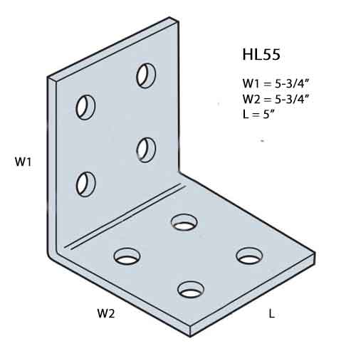 Simpson Strong-Tie HL55 Heavy Angle Dimensions