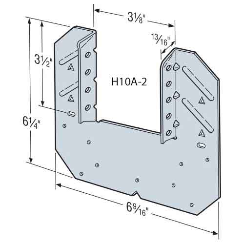 Simpson Strong-Tie H10A-2 Hurricane Tie Dimensions