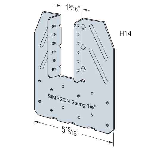 Simpson Strong-Tie H14 Hurricane Tie Dimensions