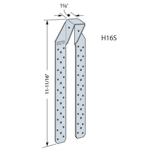 Simpson Strong-Tie H16S Hurricane Tie Dimensions