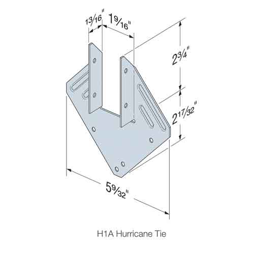 Simpson Strong-Tie H1A  Clip Dimensions