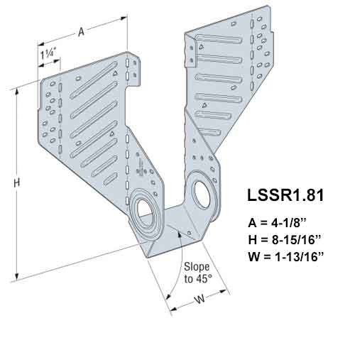 Simpson Strong-Tie LSSR1.81Z Field Adjustable Rafter Hanger - Dimensions