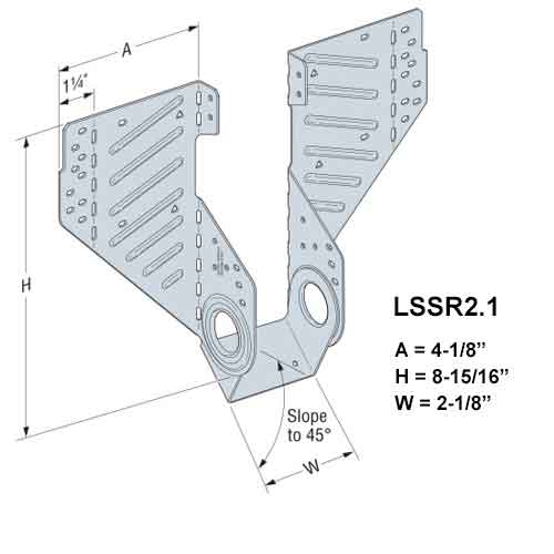 Simpson Strong-Tie LSSR2.1Z Field Adjustable Rafter Hanger - Dimensions