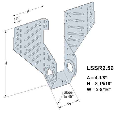 Simpson Strong-Tie LSSR2.56Z Field Adjustable Rafter Hanger - Dimensions