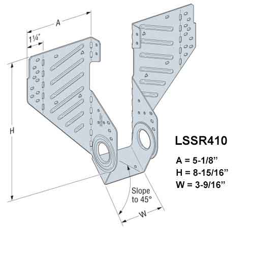 Simpson Strong-Tie LSSR410Z Field Adjustable Rafter Hanger - Dimensions