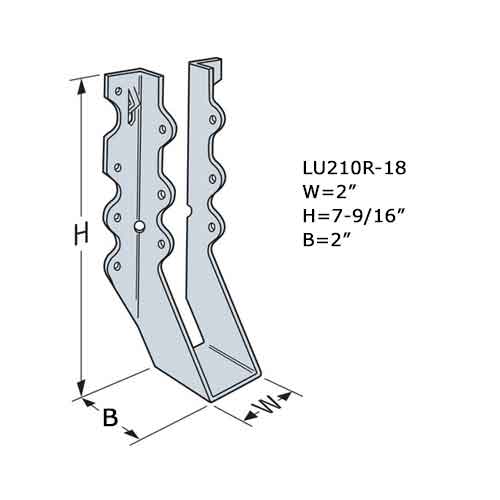 Simpson Strong-Tie LU210R-18 Dimensions