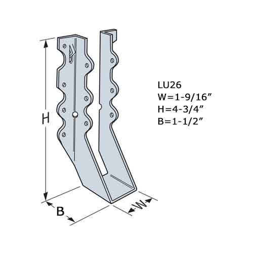 Simpson Strong-Tie LU26 Dimensions