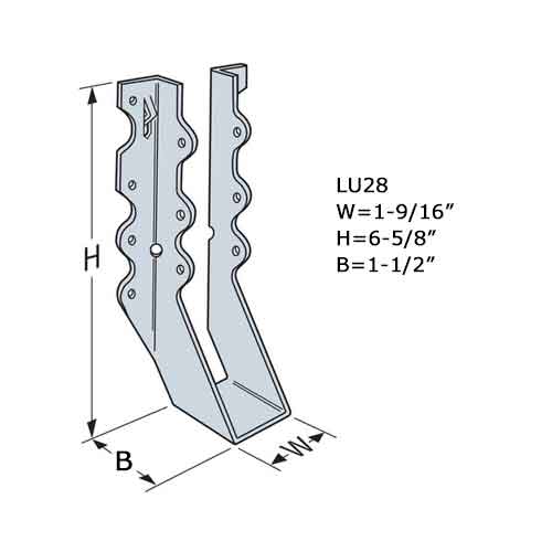 Simpson Strong-Tie LU28 Dimensions
