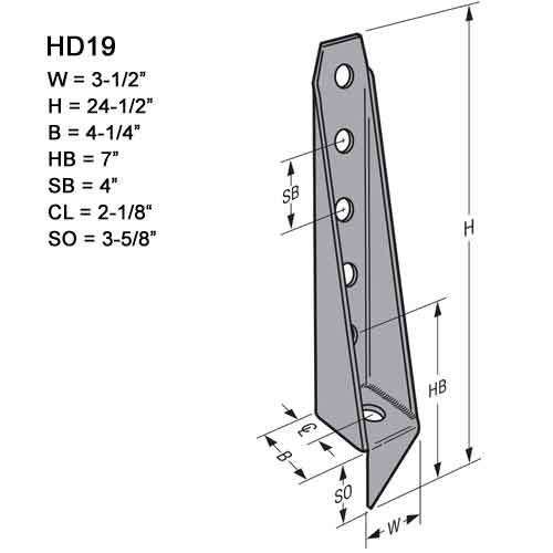 Simpson Strong-Tie HD19 Holdown Dimensionsi