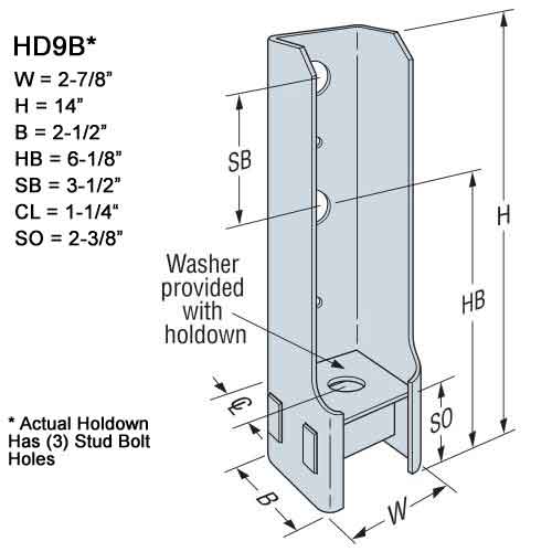 Simpson Strong-Tie HD9B Holdown Dimensionsi