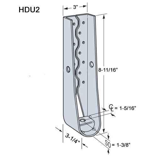 Simpson Strong-Tie HDU2-SDS2.5 Holdown Dimensions