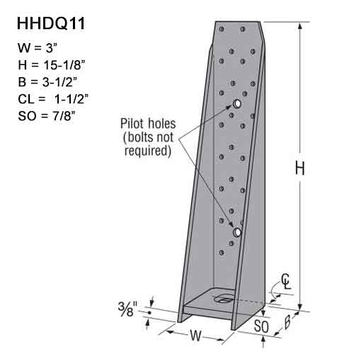 Simpson Strong-Tie HDQ11 Holdown Dimensions