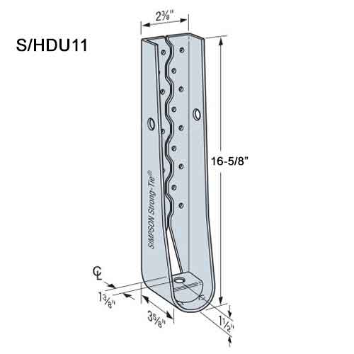 Simpson Strong-Tie S/HDU11 Holdown Dimensions