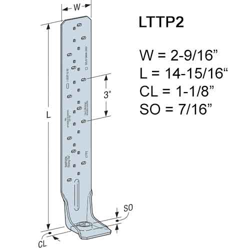 Simpson Strong-Tie LTTP2 Light Tension Ties - Dimensions