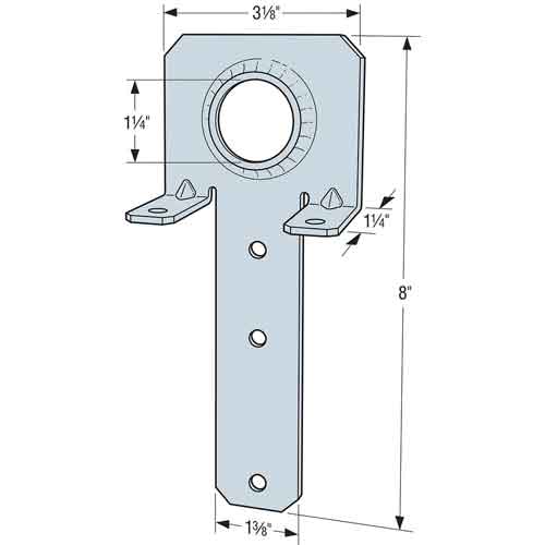 Simpson Strong-Tie CHC Component Hoist Clip - Dimensions