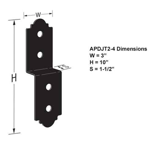 Simpson Strong-Tie APDJT2-4 Deck Joist Ties Dimensions
