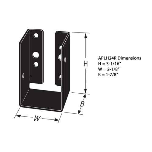 APLH24R Joist Hanger Dimensions