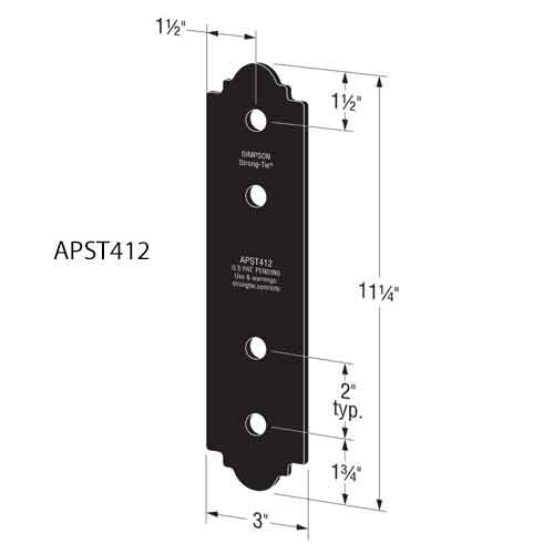 Simpson Strong-Tie APST412 Splice Strap - Dimensions