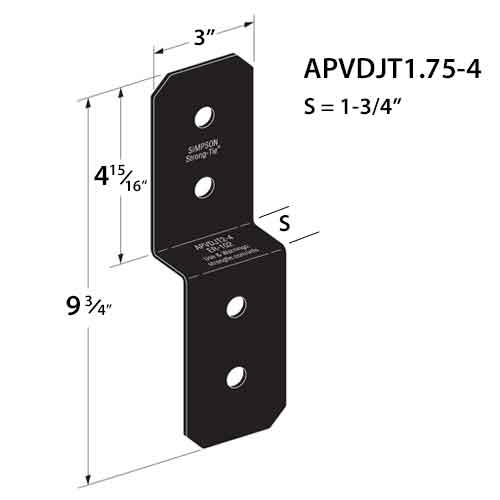 Simpson Strong-Tie APVDJT1.75-4 Deck Joist Ties Dimensions