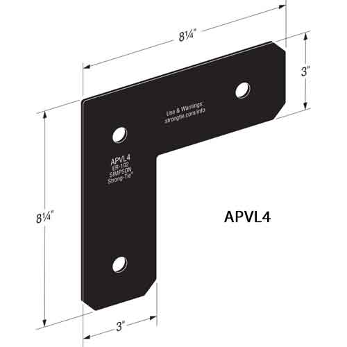 Simpson APVL4 Avant Outdoor Accents 4x "L" Straps Dimensions
