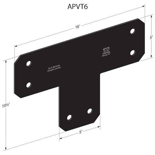 Simpson Strong-Tie APVT6 Outdoor Accent T Strap Dimensions
