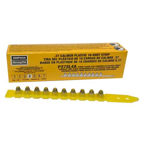 Simpson Strong-Tie P27SL4A Yellow .27 Caliber Plastic 10-Shot Strip Loads 100/Box