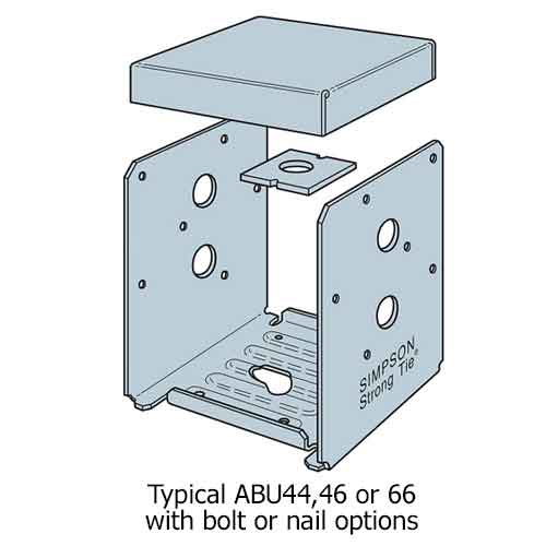 Simpson Strong Tie ABU44Z ZMAX Galvanized 16-Gauge 4x4 Adjustable Post Base  12-per Box 
