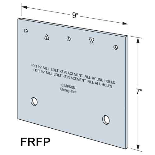 Simpson Strong-Tie FRFP Flat Retrofit Foundation Plate - Dimensions