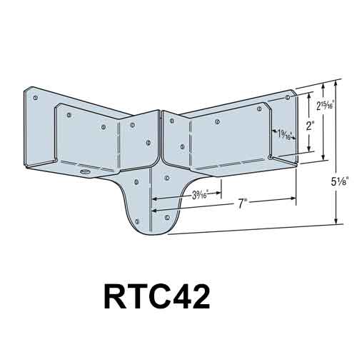 Simpson Strong-Tie RTC42 Rigid Tie Corner Connector - Dimensions