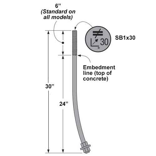 Simpson Strong Tie SB 1" x 30" Anchor Bolt Dimensions