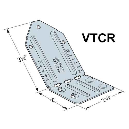 Simpson VTCR Valley Truss Clip - Dimensions