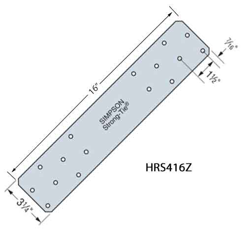 Simpson Strong Tie HRS416z Heavy Duty Strap Tie Dimensions